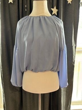 GB girls Light Blue Balloon Sleeve Blouse